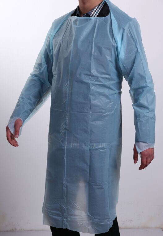 DISPOSABLE BLUE clean cloth FACTORY - CPE APRON WITH SLEEVES
