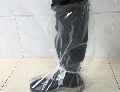 Self-tie plastic boots